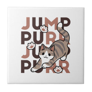 Azulejo De Cerâmica Design de Salto de Gato Reprodutivo - Trabalho de