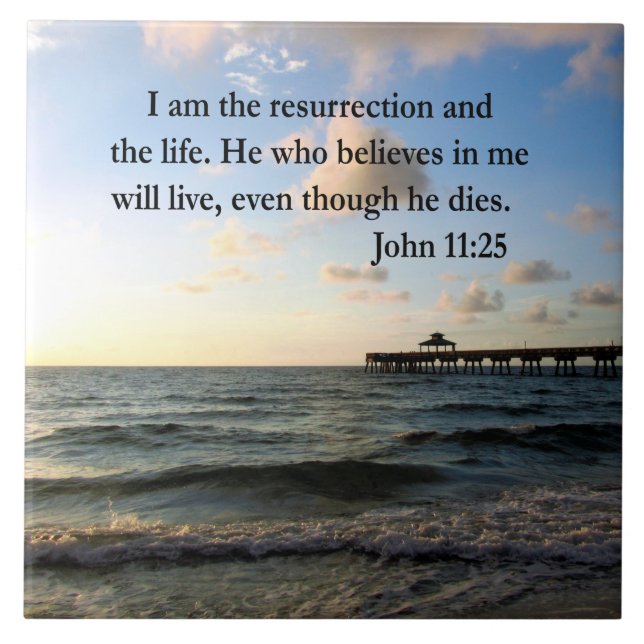 AZULEJO DE CERÂMICA  DESIGN DE SCRIPTURE SERENE JOHN 11:25 (Frente)
