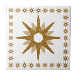 Azulejo De Cerâmica Design de Starburst Dourado moderno do século médi