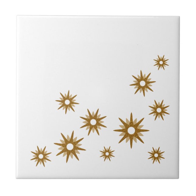 Azulejo De Cerâmica Design de Starburst Dourado moderno do século médi (Frente)