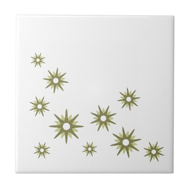 Azulejo de cerâmica Design de Starburst Verde Retr (Frente)
