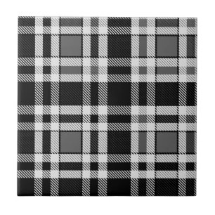 Azulejo De Cerâmica Design de Tartan Xadrez Flannel Branco preto