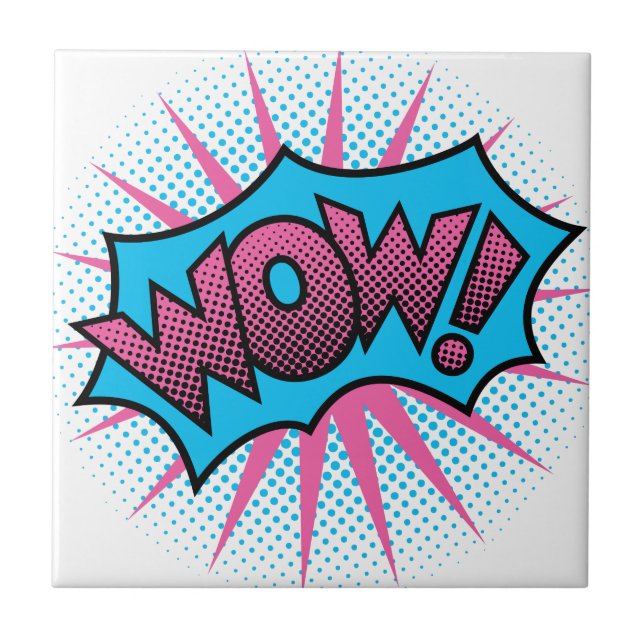 Azulejo De Cerâmica Design de texto Uau (Frente)