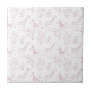 Azulejo De Cerâmica Design de Toile Safari Elegante Rosa Vintage