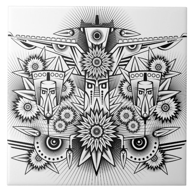 Azulejo De Cerâmica Design de Tribo Artístico (Frente)