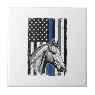 Azulejo De Cerâmica Design de Vetor de Bandeira de Cavalo da Linha Azu