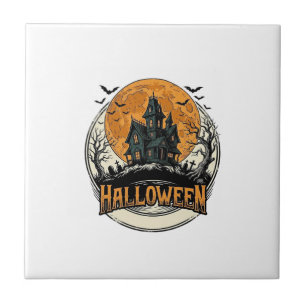 Azulejo De Cerâmica Design de Vetor de Casa Assombrada de Halloween Vi