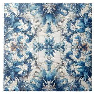 Azulejo De Cerâmica Design Decorativo Azul E Branco