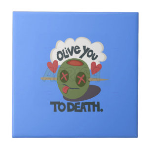 Azulejo De Cerâmica Design Divertido de Rosto "Olive My Heart"