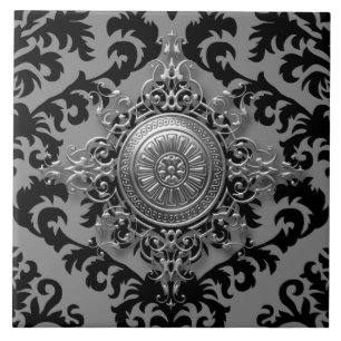 Azulejo De Cerâmica Design do damasco, medalhão filigrana