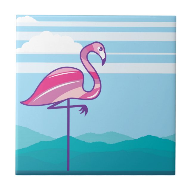 Azulejo De Cerâmica Design do flamingo (Frente)
