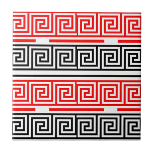 Azulejo De Cerâmica Design do Padrão de Frete preto branco vermelho gr