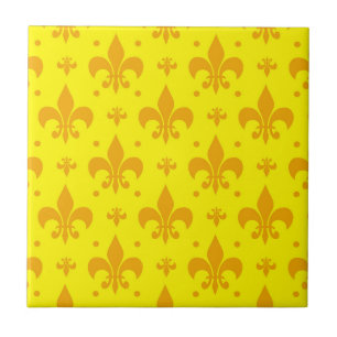 Azulejo De Cerâmica Design do padrão Fleur-de-lis amarelo