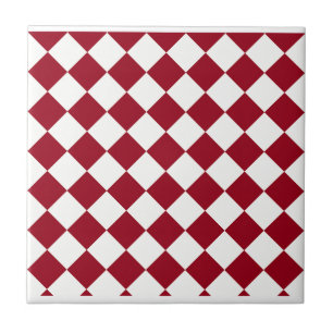 Azulejo De Cerâmica Design do Verificador Vermelho e Branco
