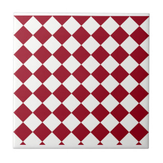 Azulejo De Cerâmica Design do Verificador Vermelho e Branco