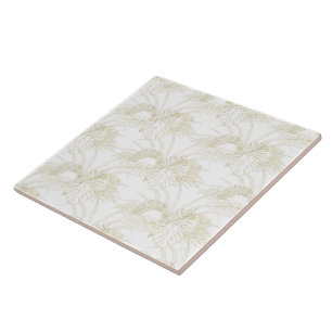 Azulejo De Cerâmica Design dourado dos cursos das folhas tropicais