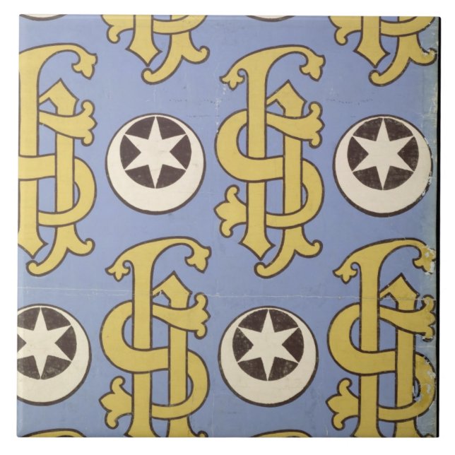 Azulejo De Cerâmica Design eclesiástico do papel de parede da estrela (Frente)