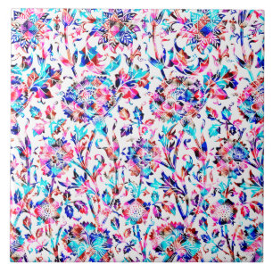 Azulejo De Cerâmica Design floral colorido bonito