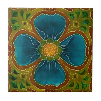 Azulejo De Cerâmica Design Floral de Nouveau Vintage Azul