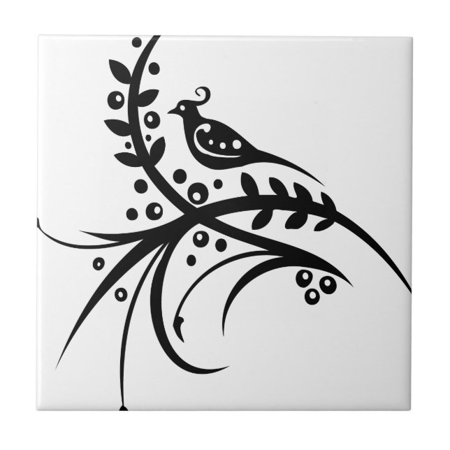 Azulejo De Cerâmica Design floral do redemoinho do chinês (Frente)