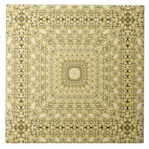 Azulejo De Cerâmica Design floral metálico gravado vintage da folha