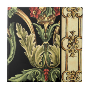 Azulejo De Cerâmica Design Floral Oral com Fronteiras Negras