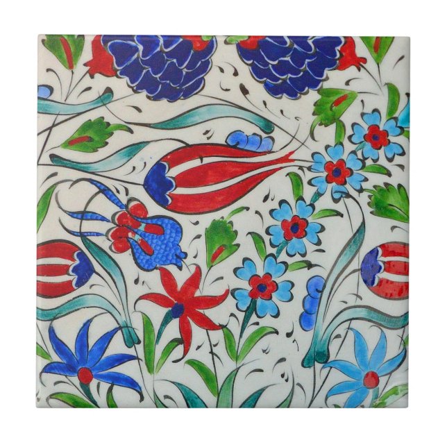 Azulejo De Cerâmica Design floral turco (Frente)
