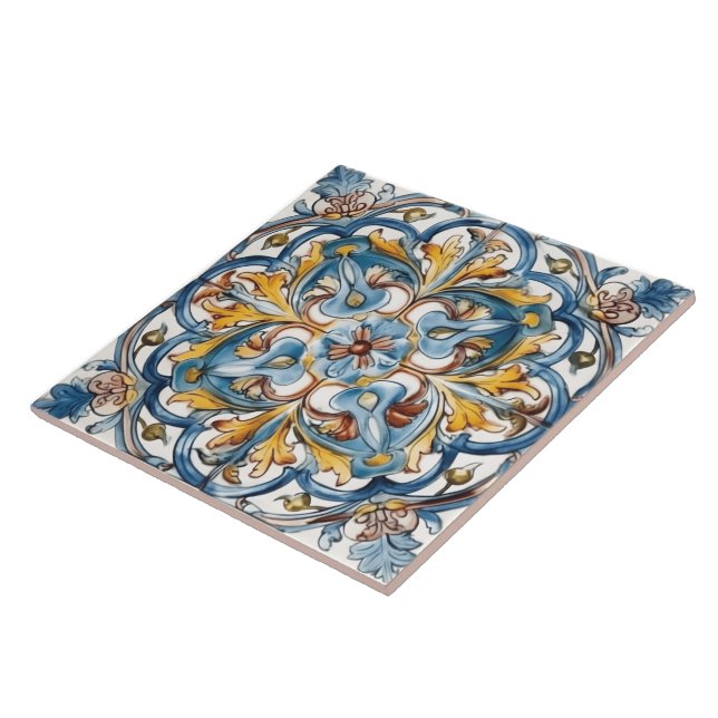 Azulejo De Cerâmica Design Floral Vibrante (Lateral)