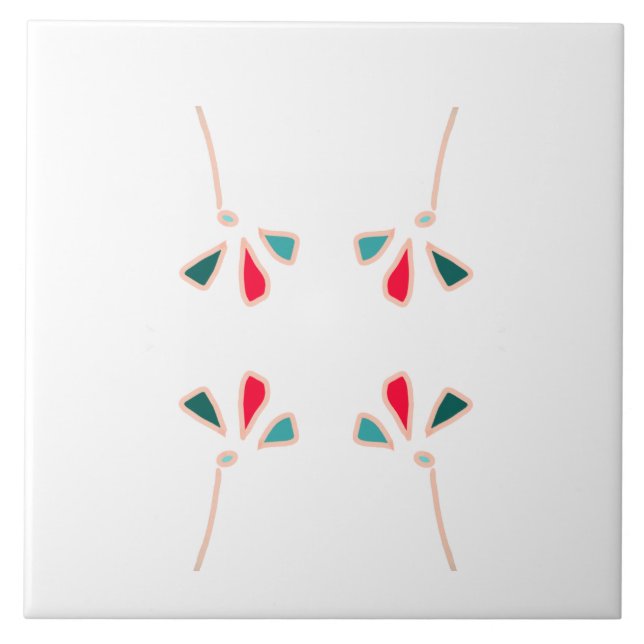 Azulejo De Cerâmica Design foral simétrico (Frente)