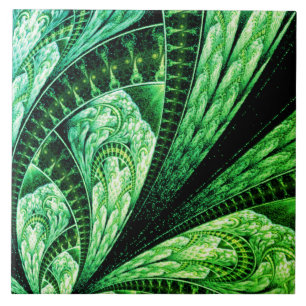 Azulejo De Cerâmica Design Fratural Verde Bela Arte Digital