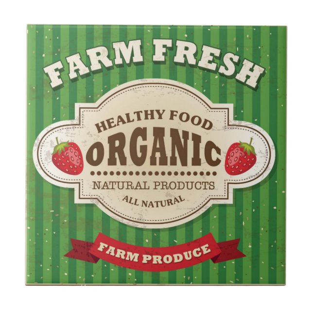 Azulejo De Cerâmica Design fresco do poster da fazenda retro (Frente)