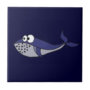 Azulejo De Cerâmica Design Funky dos desenhos animados da baleia azul