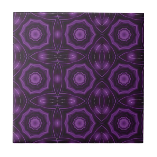 Azulejo De Cerâmica Design geométrica do padrão roxo real (Frente)