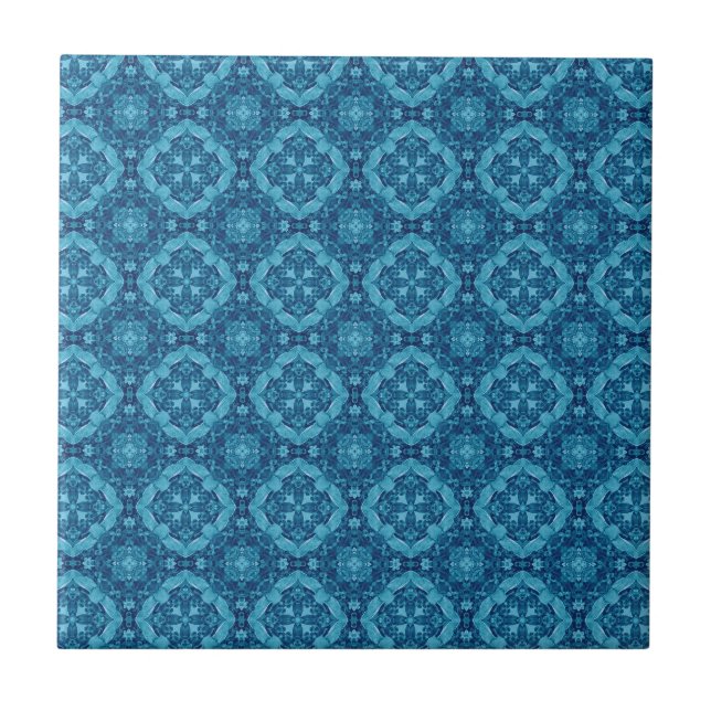 Azulejo De Cerâmica Design geométrico azul e branco T011 (Frente)