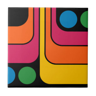 Azulejo De Cerâmica Design Geométrico Estilo Retro Mod Anos 70
