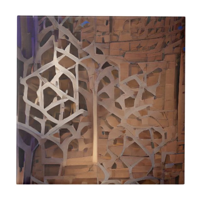 Azulejo De Cerâmica Design geométrico marrom-trellis (Frente)