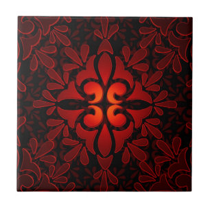 Azulejo De Cerâmica Design Geométrico Moderno Laranja Vermelho Preto