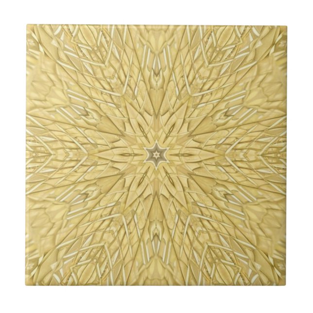 Azulejo De Cerâmica design geométrico ouro 6 pontiagudo (Frente)
