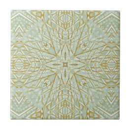 Azulejo De Cerâmica design geométrico ouro verde