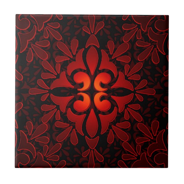 Azulejo De Cerâmica Design Geométrico Red Orange Black Modern (Frente)