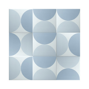 Azulejo De Cerâmica Design Geométrico Simples de Meio Círculos Azul