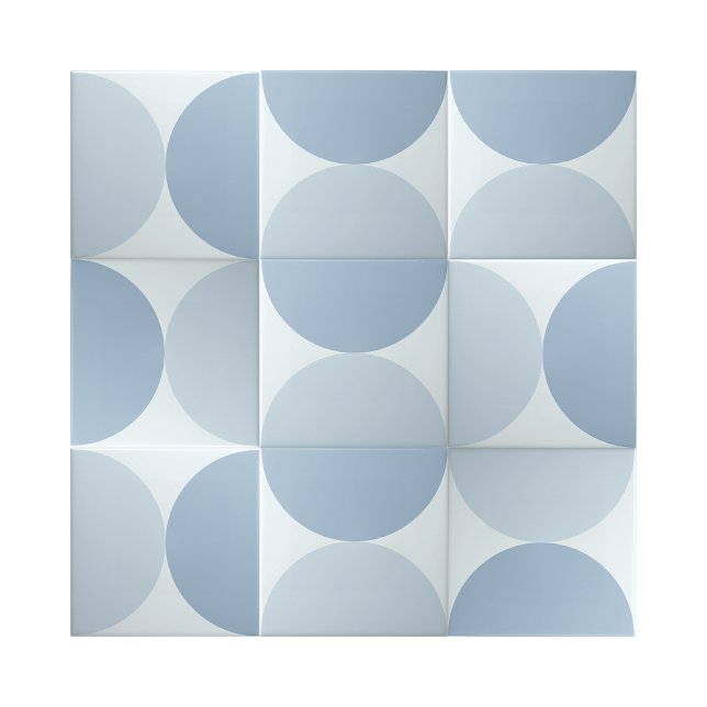 Azulejo De Cerâmica Design Geométrico Simples de Meio Círculos Azul (two tone blue geometric half circle ceramic tiles)