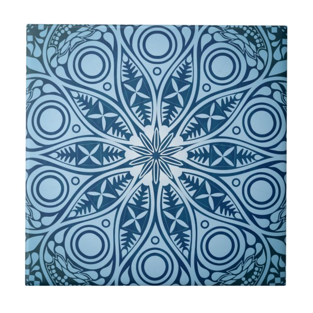 Azulejo De Cerâmica Design gráfico azul de Starburst (Frente)