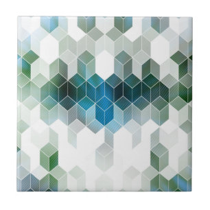 Azulejo De Cerâmica Design gráfico do cubo azul Funky