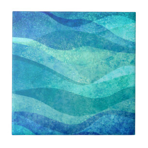 Azulejo De Cerâmica Design inicial do padrão Wave azul