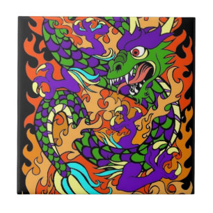 AZULEJO DE CERÂMICA DESIGN JAPONÊS DO DRAGÃO
