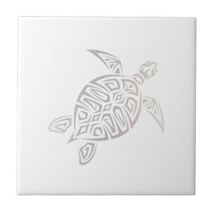 Azulejo De Cerâmica Design Mínimo de Beige Branco - Tartaruga do Mar T