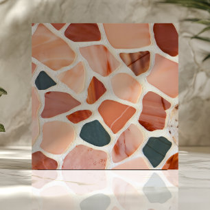 Azulejo De Cerâmica Design Moderno de Terrazzo com Tons Terrosos