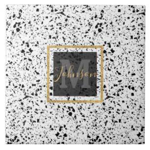 Azulejo De Cerâmica Design monocromático clássico de marble terrazzo