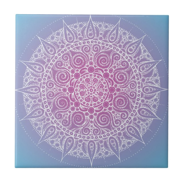 Azulejo De Cerâmica Design oriental roxo/azul bonito (Frente)